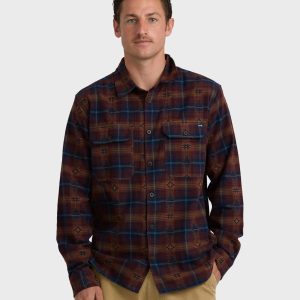 Offshore Jacquard Long Sleeve Flannel Shirt - Wine