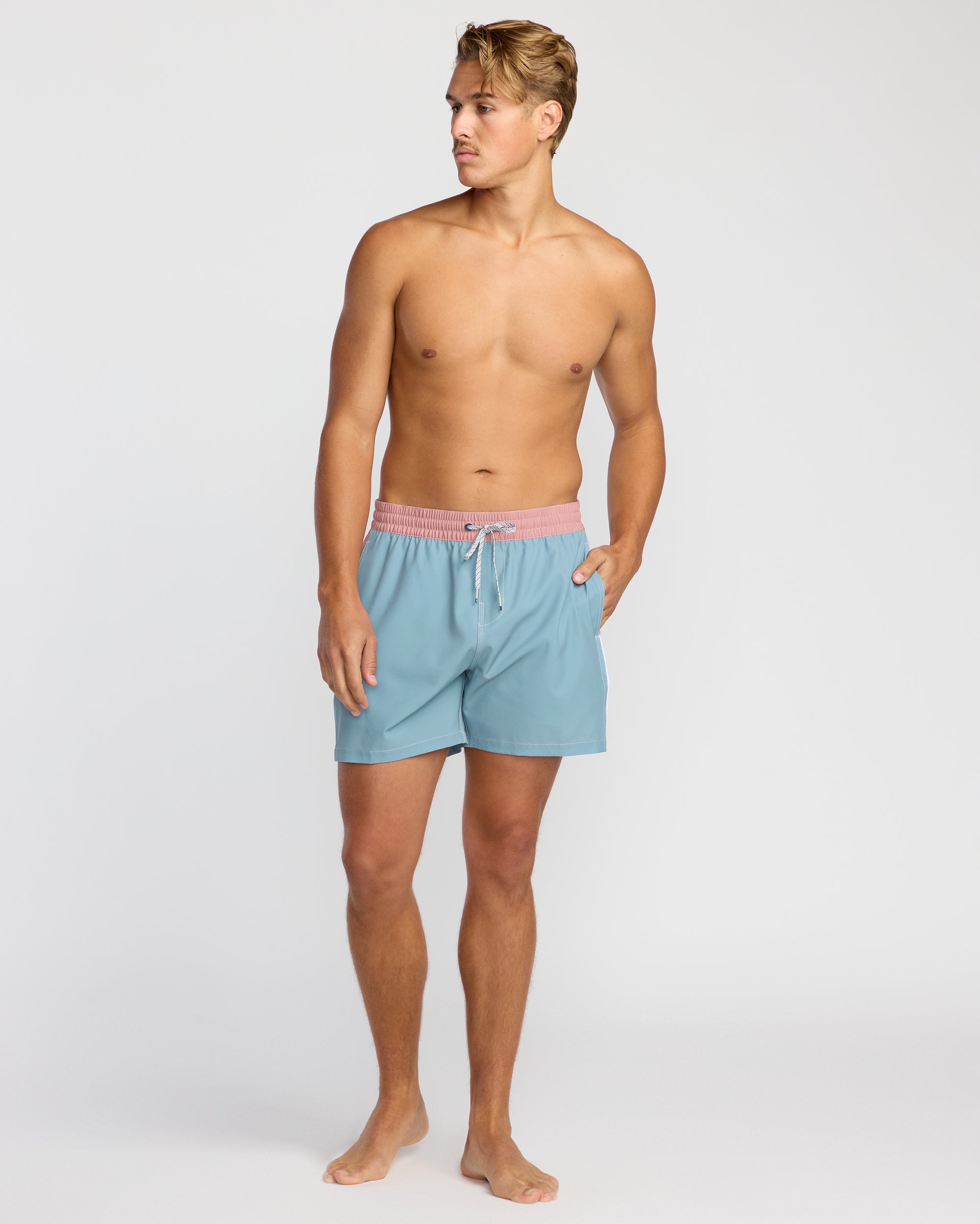 Dbah Panel Laybacks Swim Trunk - Washed Blue - Image 5