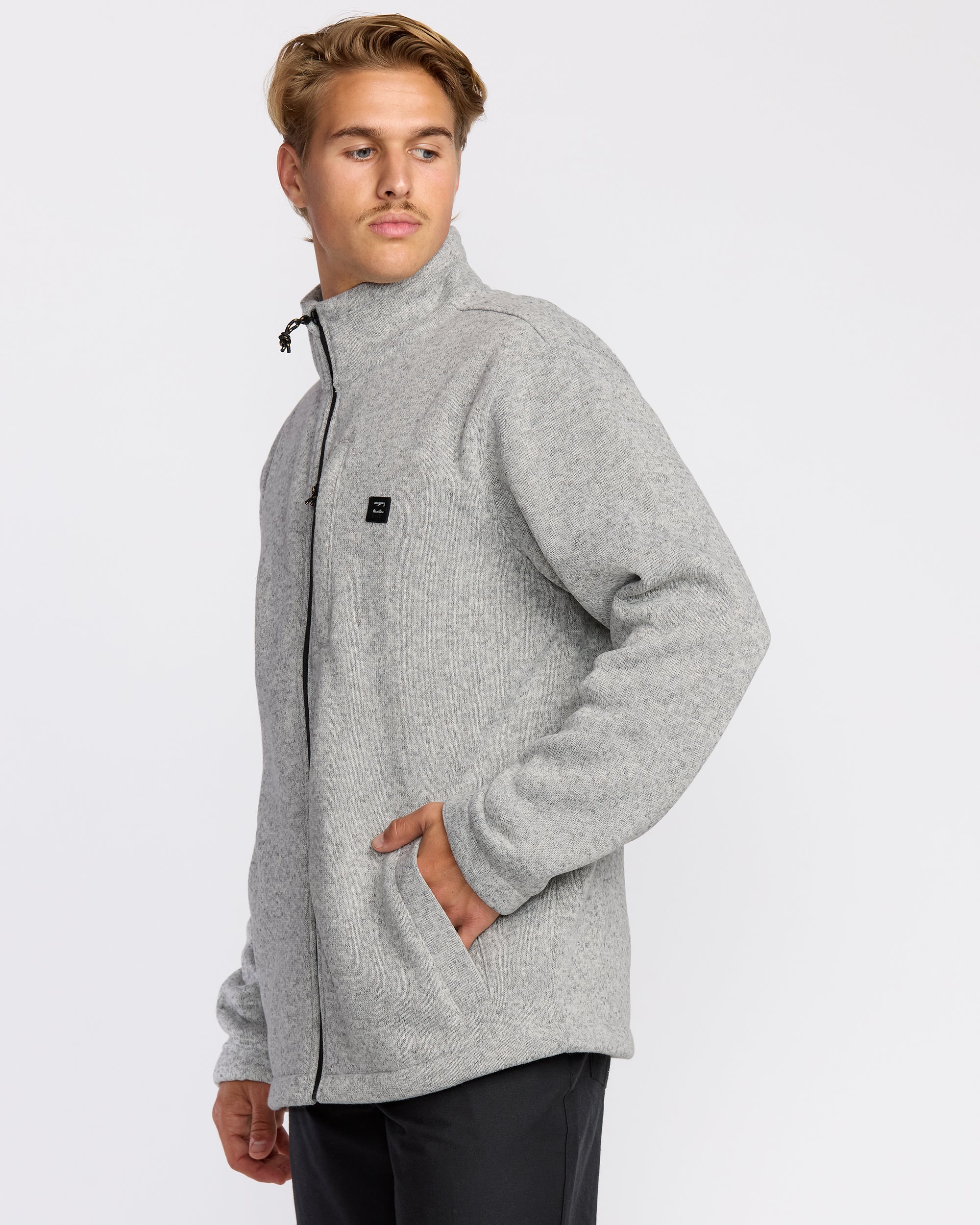 Boundary Mock Neck Zip Sweatshirt - Grey Htr - Image 3