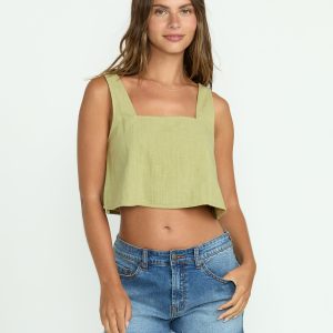 Open Skies Woven Tank - Avocado