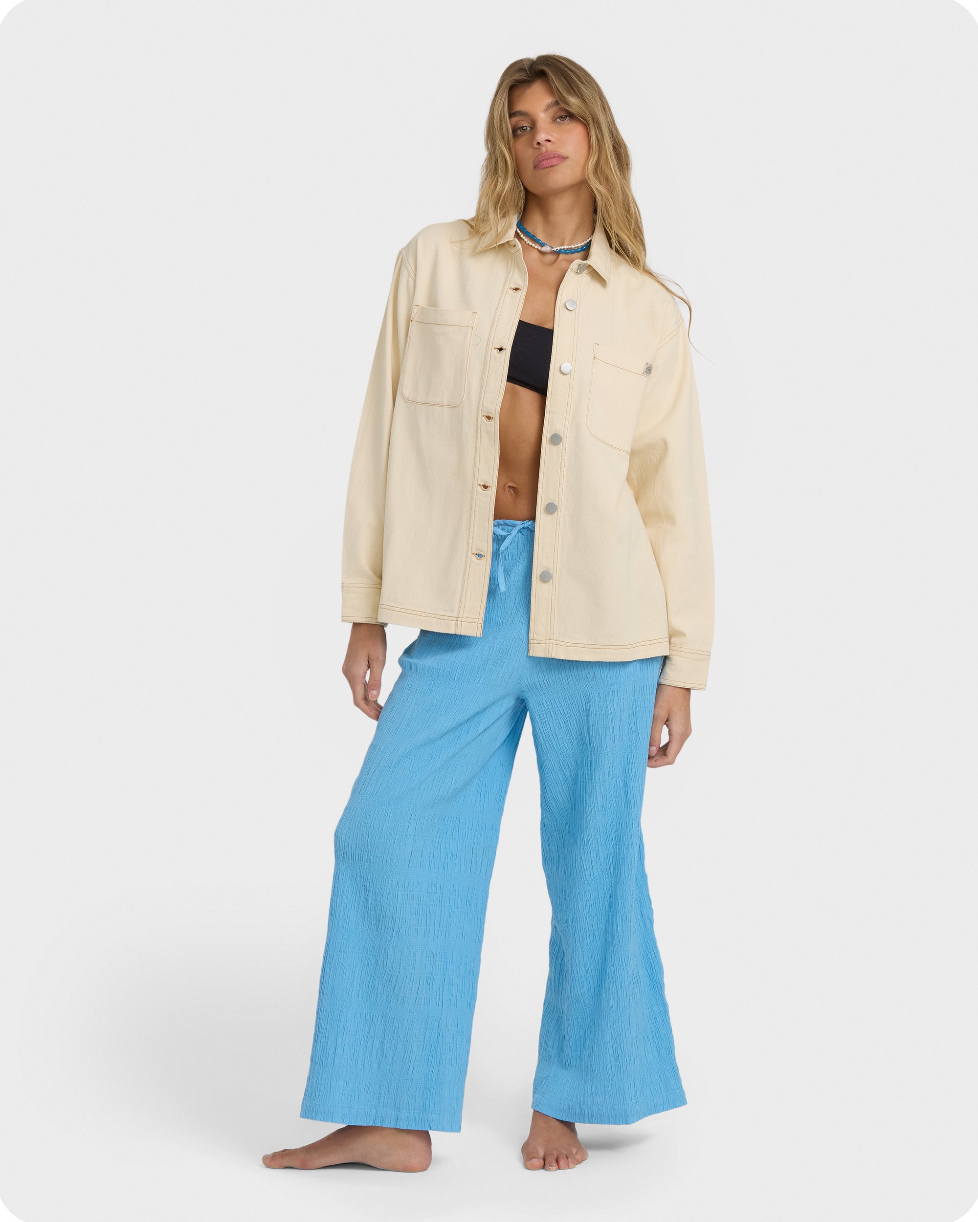 Laura Twill Shacket - Antique White - Image 3