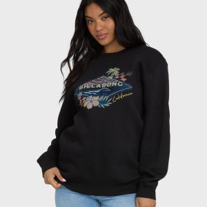 Surfing Solo California Crewneck Sweatshirt - Black