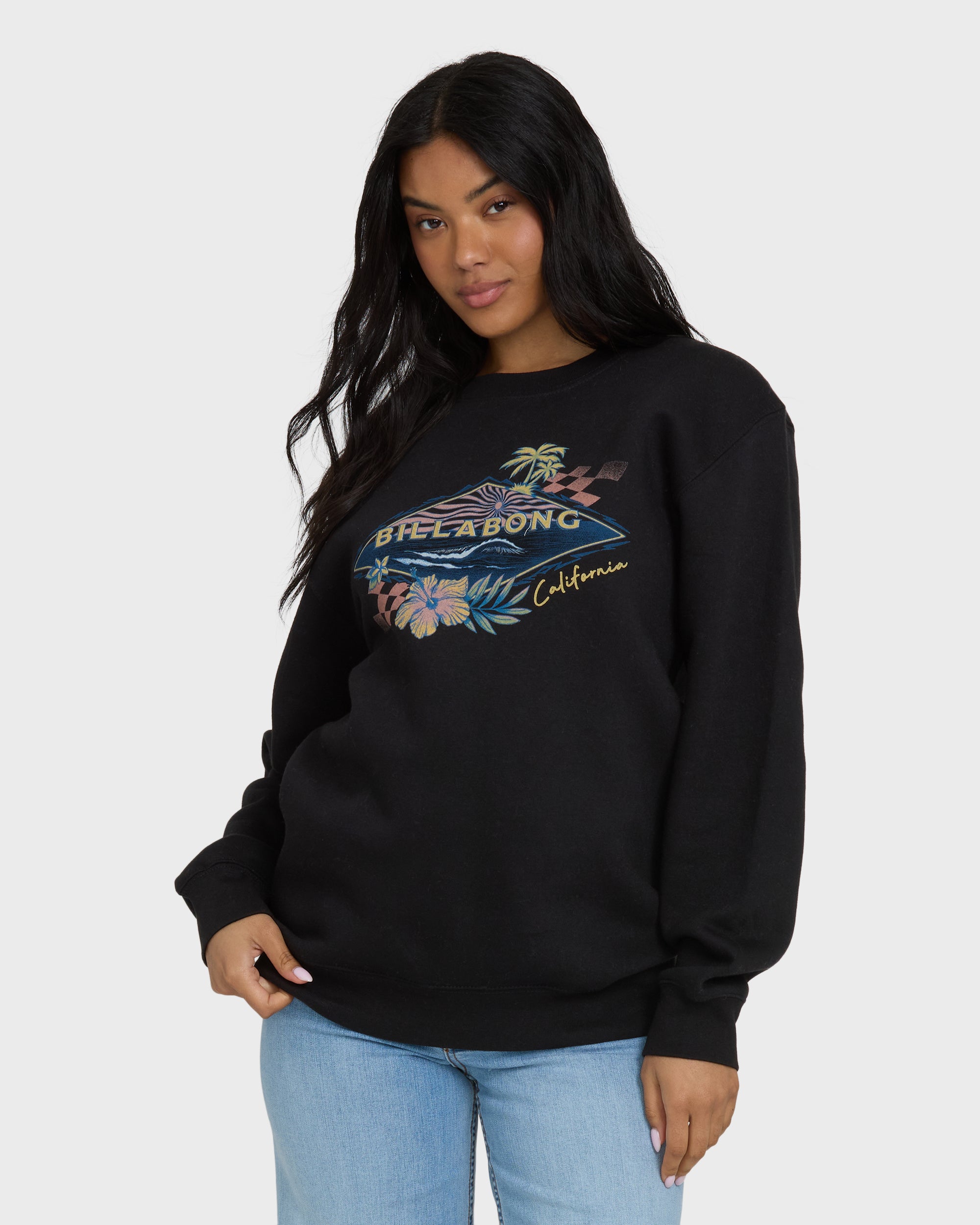 Surfing Solo California Crewneck Sweatshirt - Black