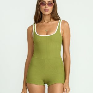 Sunrays Retro One-Piece Surf Suit - Ranger Green