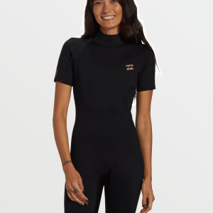 Foil Flatlock Short Sleeve Springsuit - Black