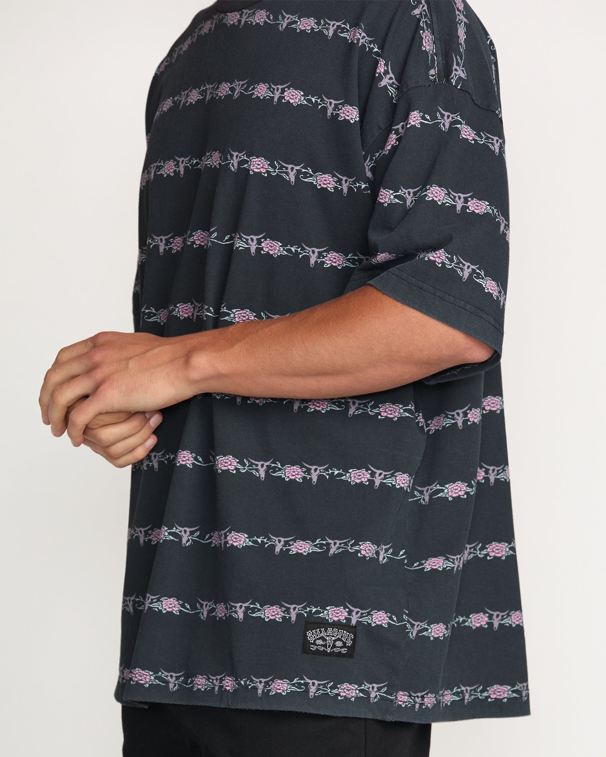 Raging Bull Stripe Tee - Washed Black - Image 2