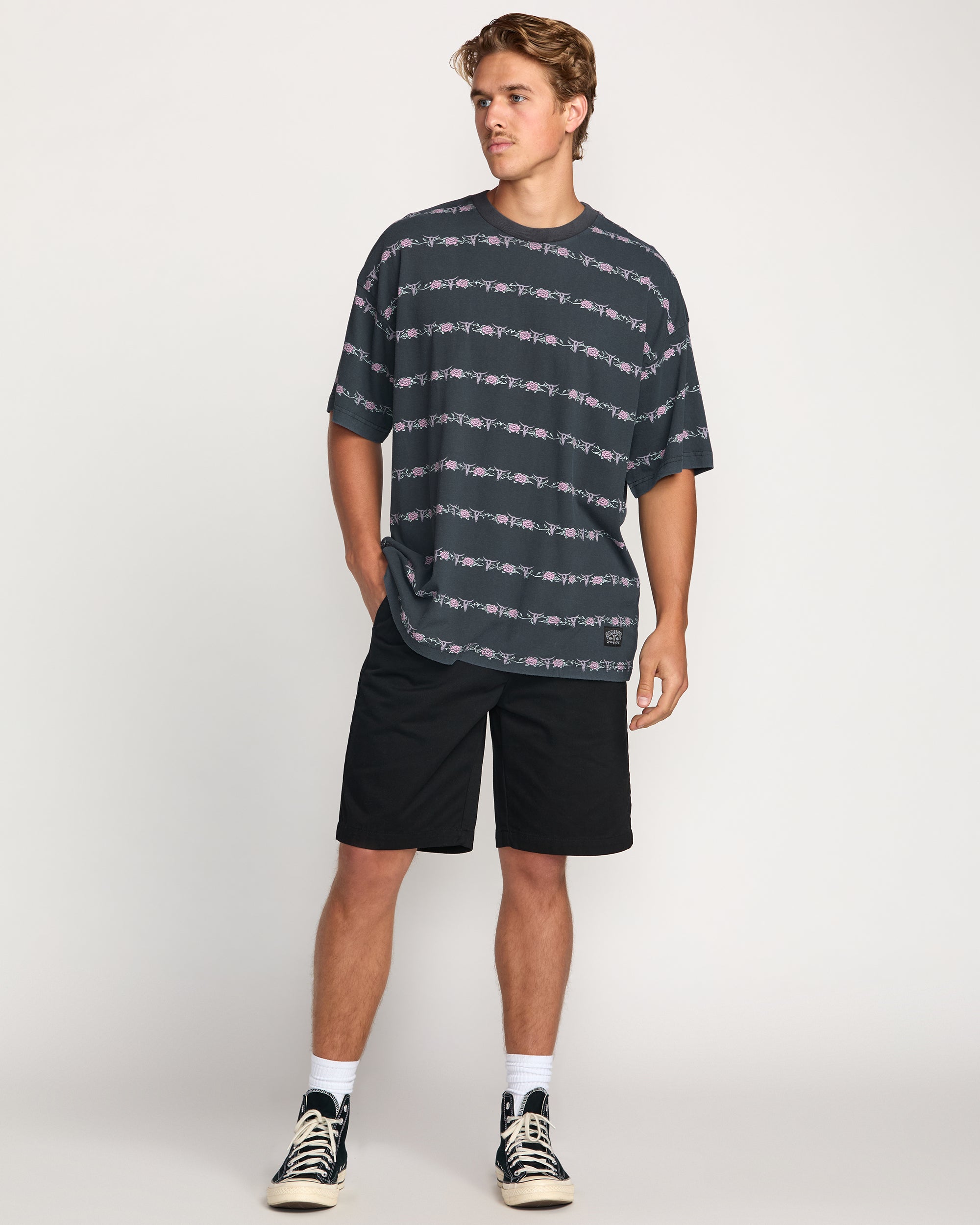 Raging Bull Stripe Tee - Washed Black - Image 3