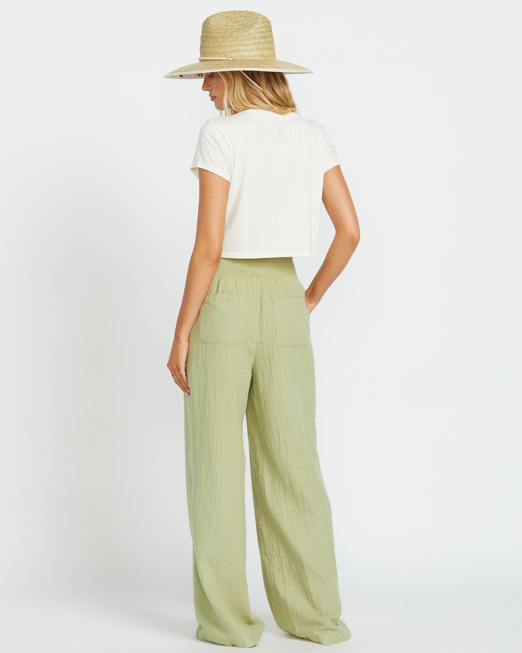New Waves Gauze Elastic Waist Pants - Avocado - Image 2