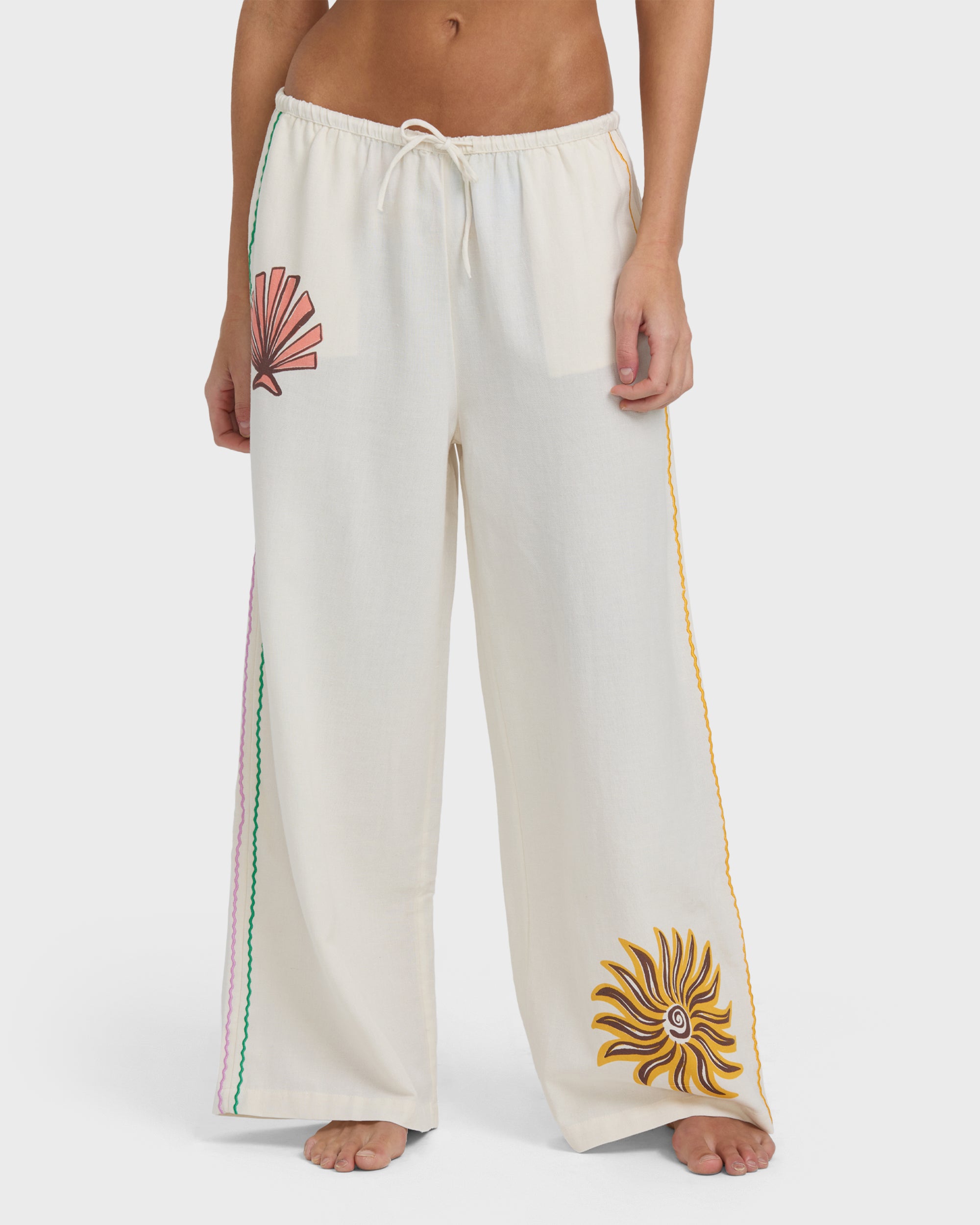 Wave Haze Elastic Waist Pants - Salt Crystal - Image 2