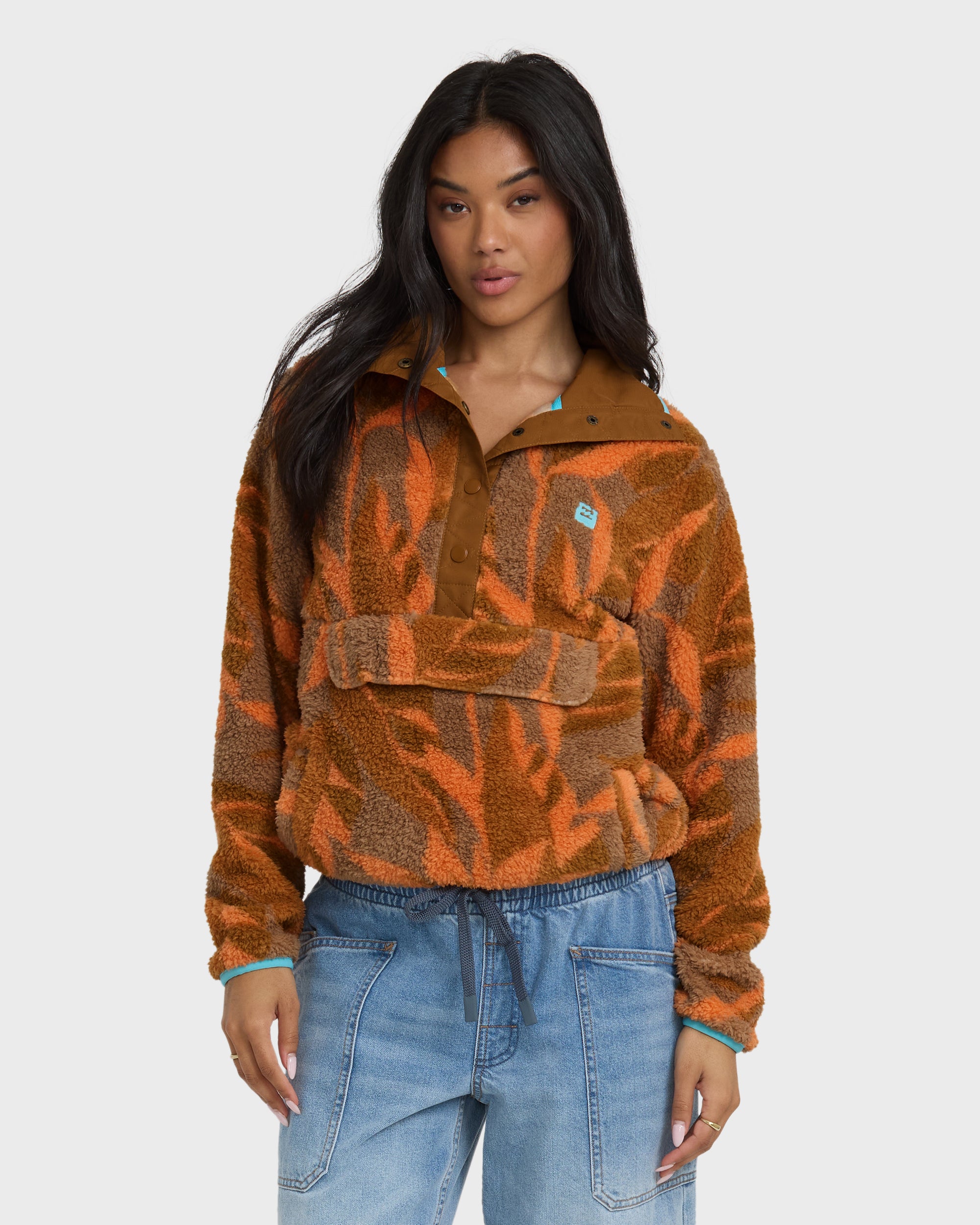 A/Div Switchback Pullover Half Snap Sherpa Fleece - Faded Orange - Image 2