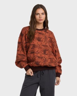 Vida Palms Crewneck Sweatshirt - Teak
