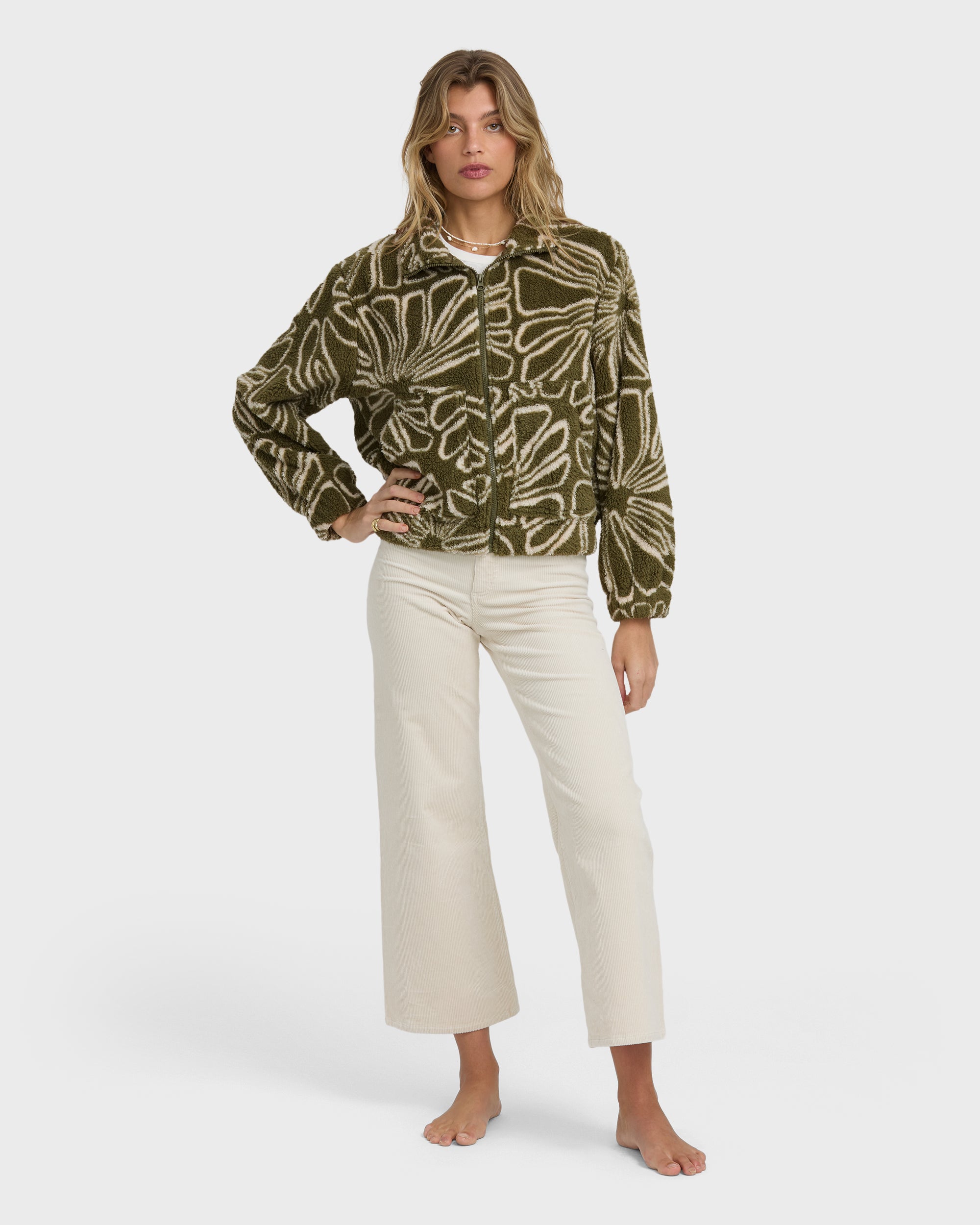 First Light Sherpa Front Zip Fleece - Martini Olive - Image 4