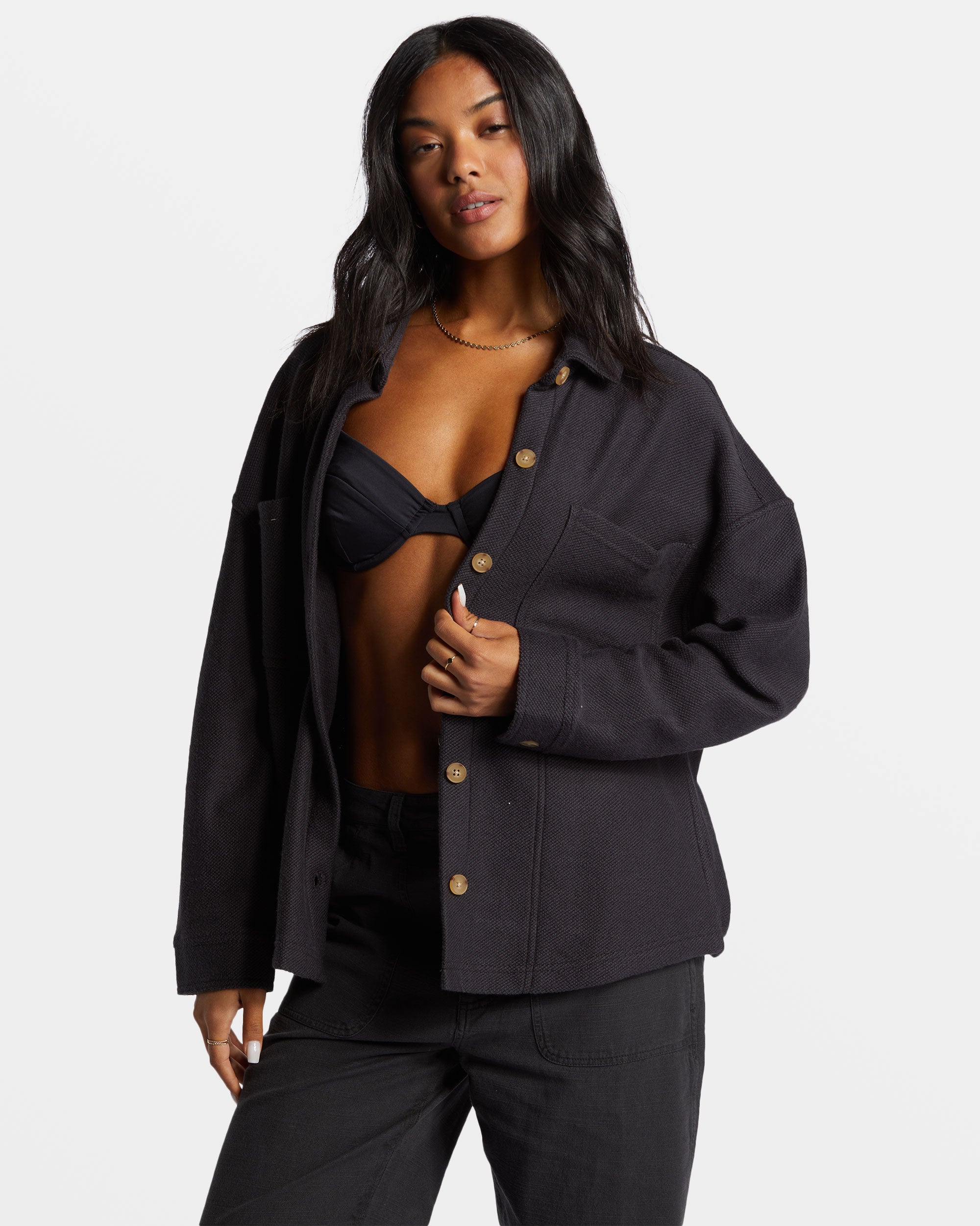 Everytime Oversized Shacket - Black Sands - Image 2