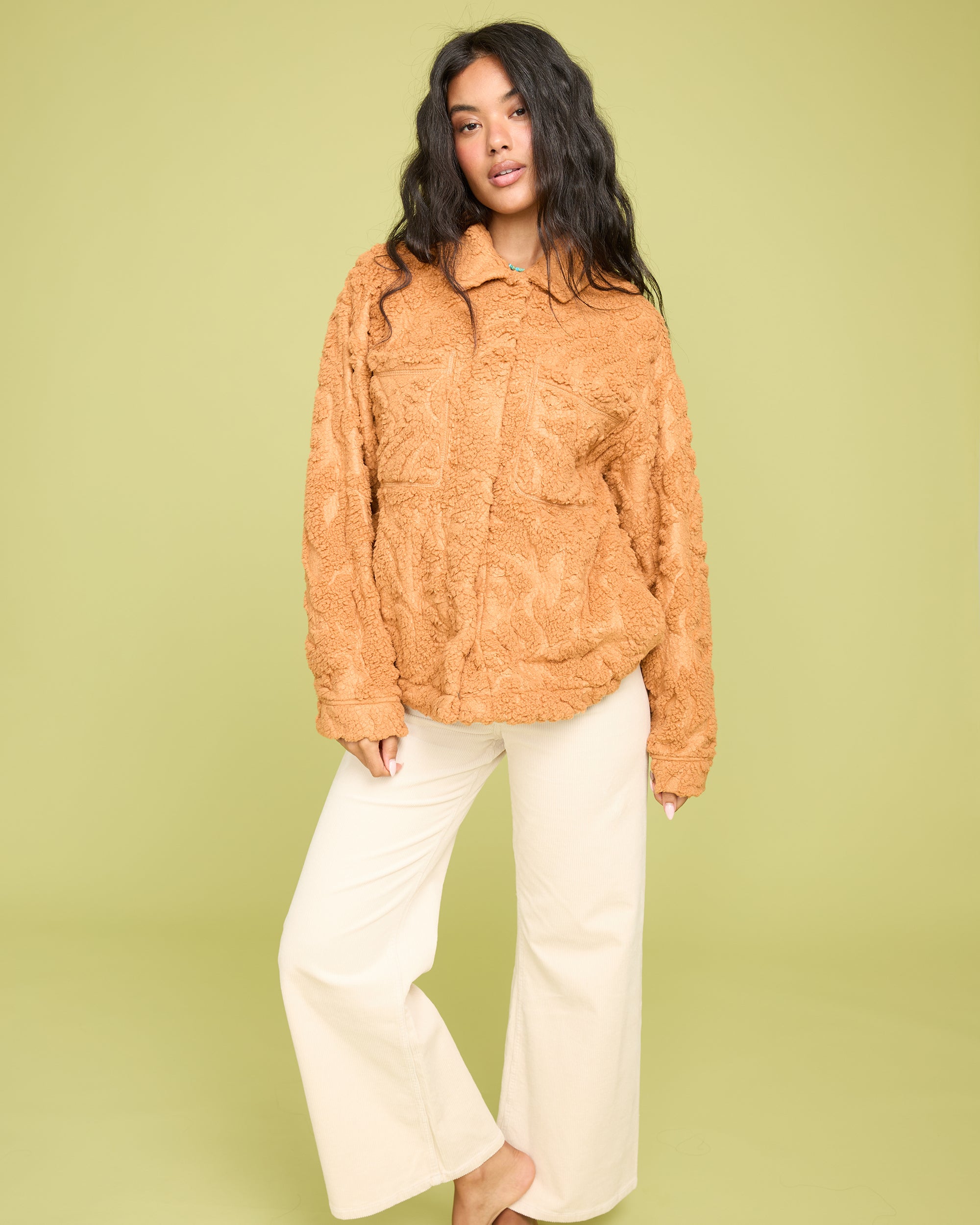 Sundown Sherpa Shacket - Camel - Image 2
